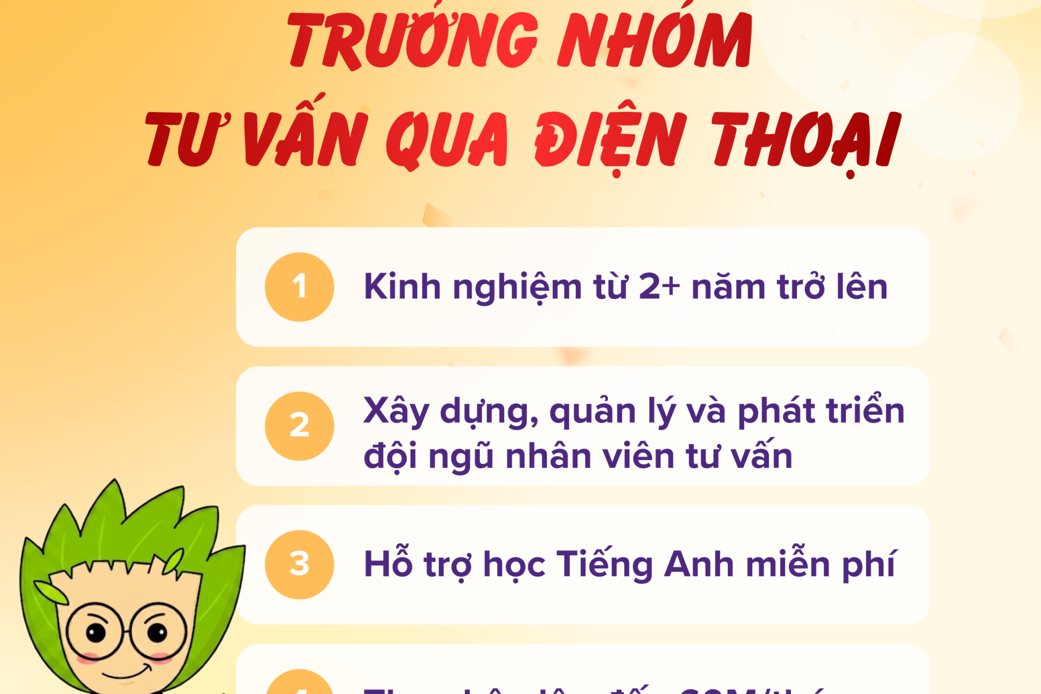 TRƯỞNG NHÓM tư vấn QUA ĐIỆN THOẠI