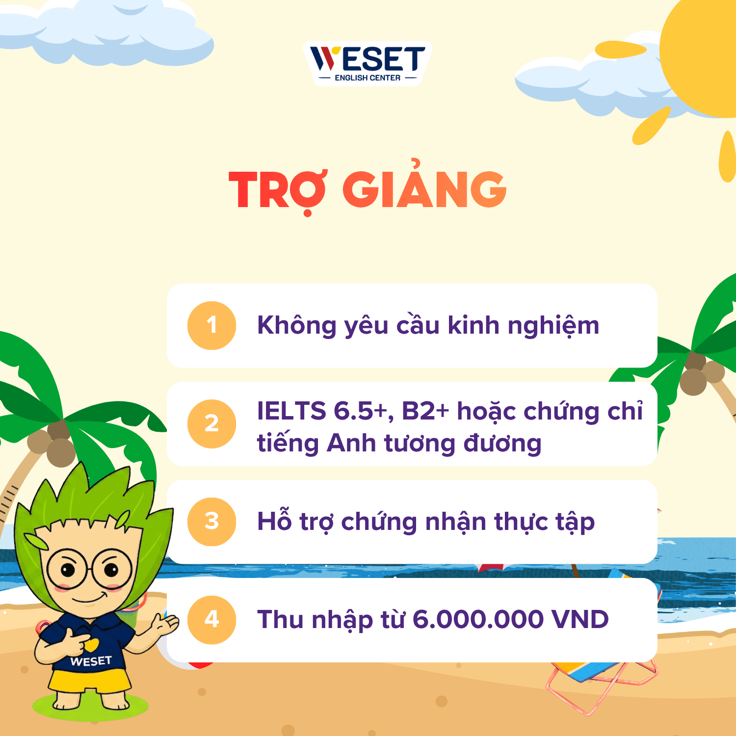 [TUYỂN DỤNG] TRỢ GIẢNG TIẾNG ANH