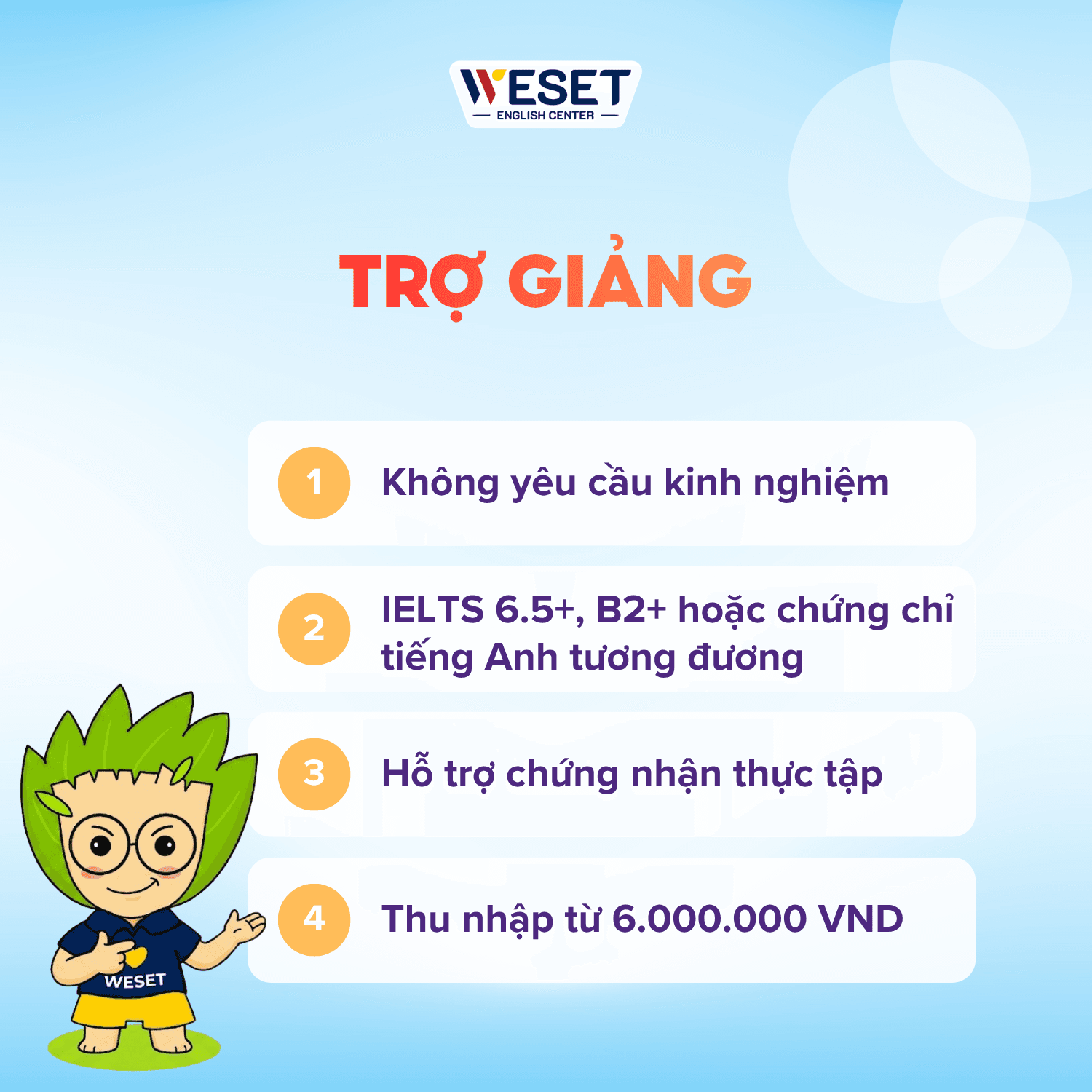 [TUYỂN DỤNG] TRỢ GIẢNG TIẾNG ANH