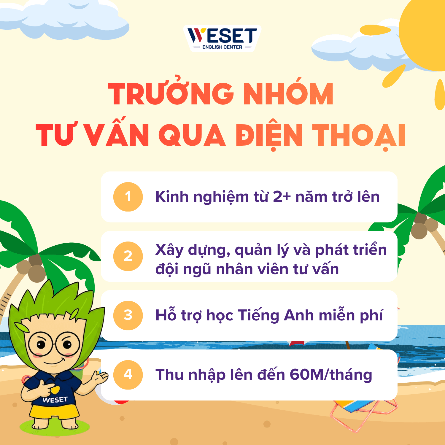 [TUYỂN DỤNG] TRƯỞNG NHÓM TƯ VẤN QUA ĐIỆN THOẠI