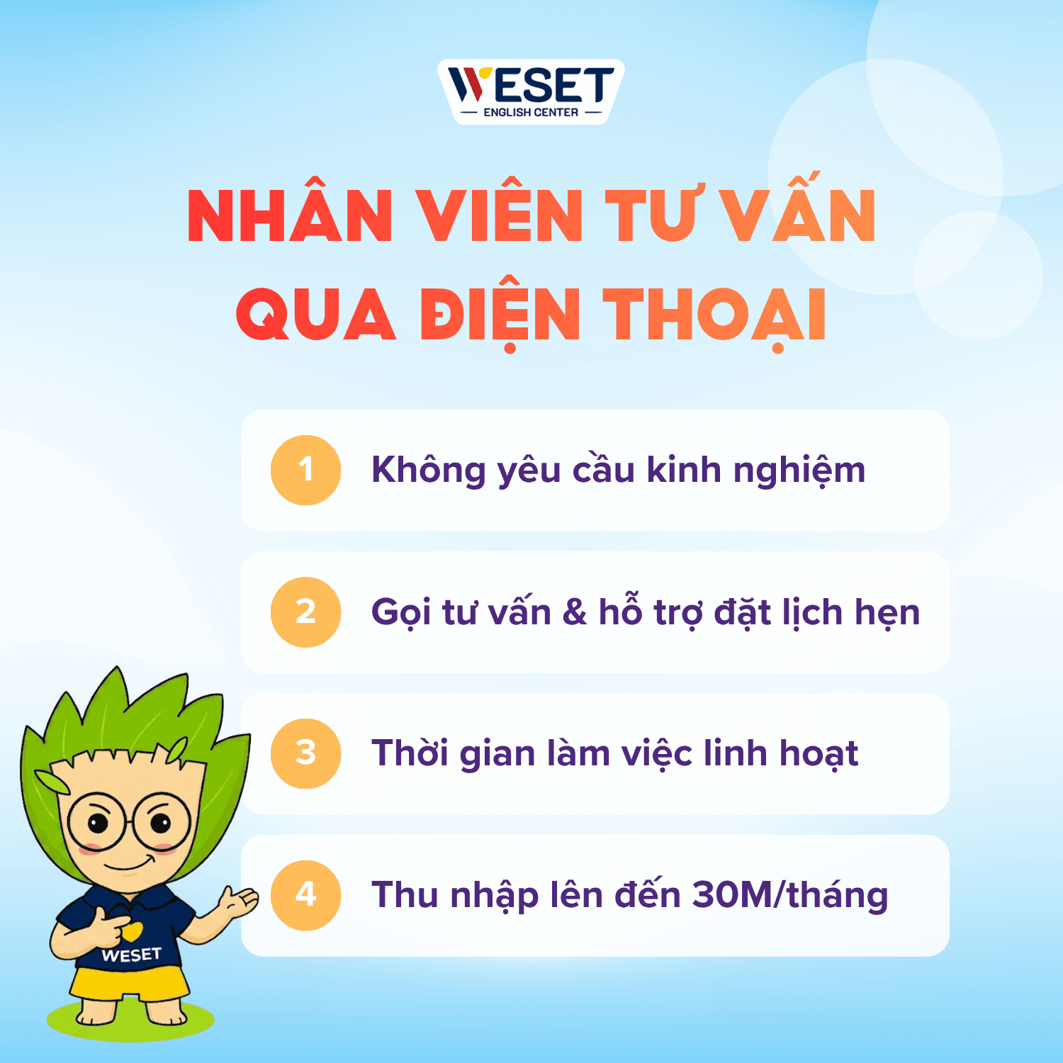 [TUYỂN DỤNG] NHÂN VIÊN TƯ VẤN QUA ĐIỆN THOẠI (PART-TIME | FULL-TIME)