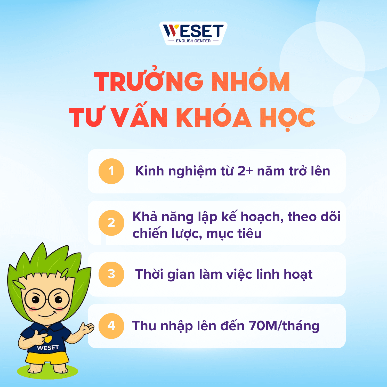 [TUYỂN DỤNG] EC LEADER – TRƯỞNG NHÓM TƯ VẤN KHOÁ HỌC