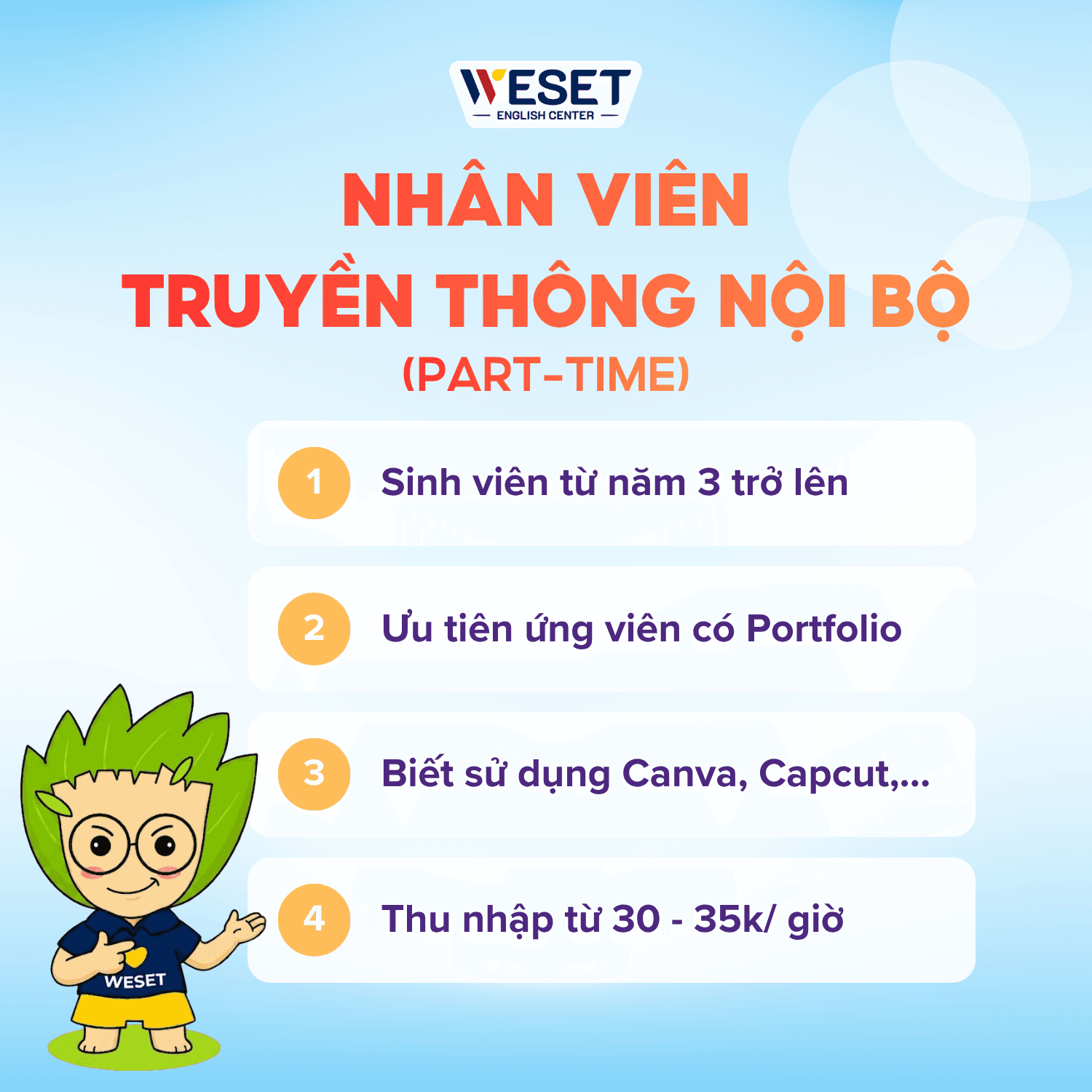 [TUYỂN DỤNG] TRUYỀN THÔNG NỘI BỘ (PART-TIME)