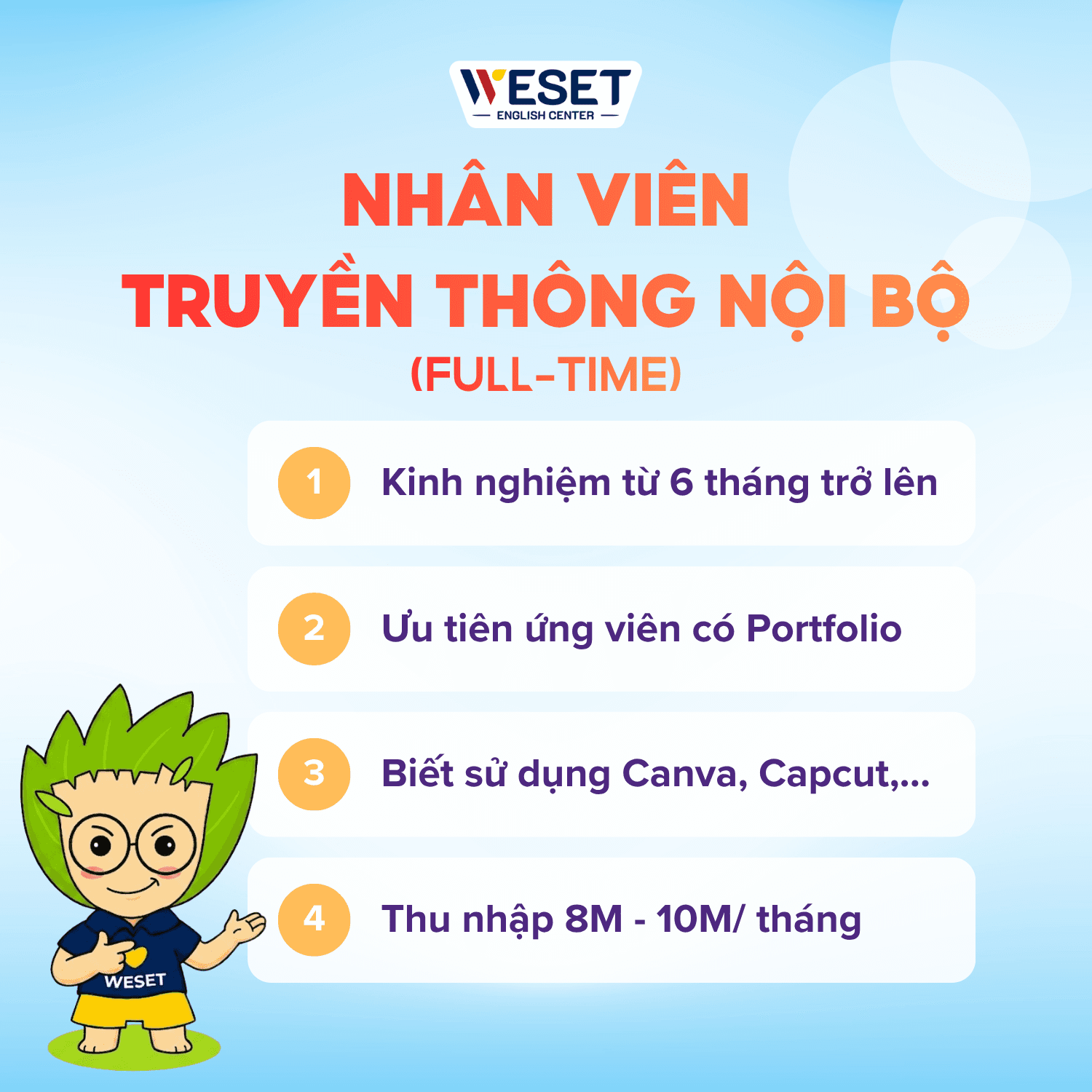 [TUYỂN DỤNG] TRUYỀN THÔNG NỘI BỘ (FULL-TIME)