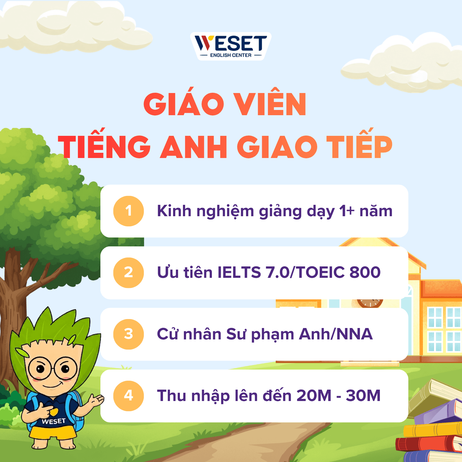 [TUYỂN DỤNG] GIÁO VIÊN TIẾNG ANH GIAO TIẾP (THỦ ĐỨC)